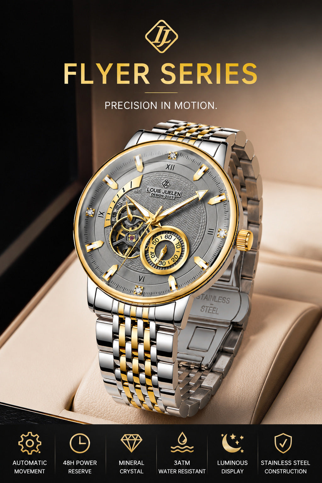 Louie Julen FLYER X1 — 42mm Automatic Skeleton Watch