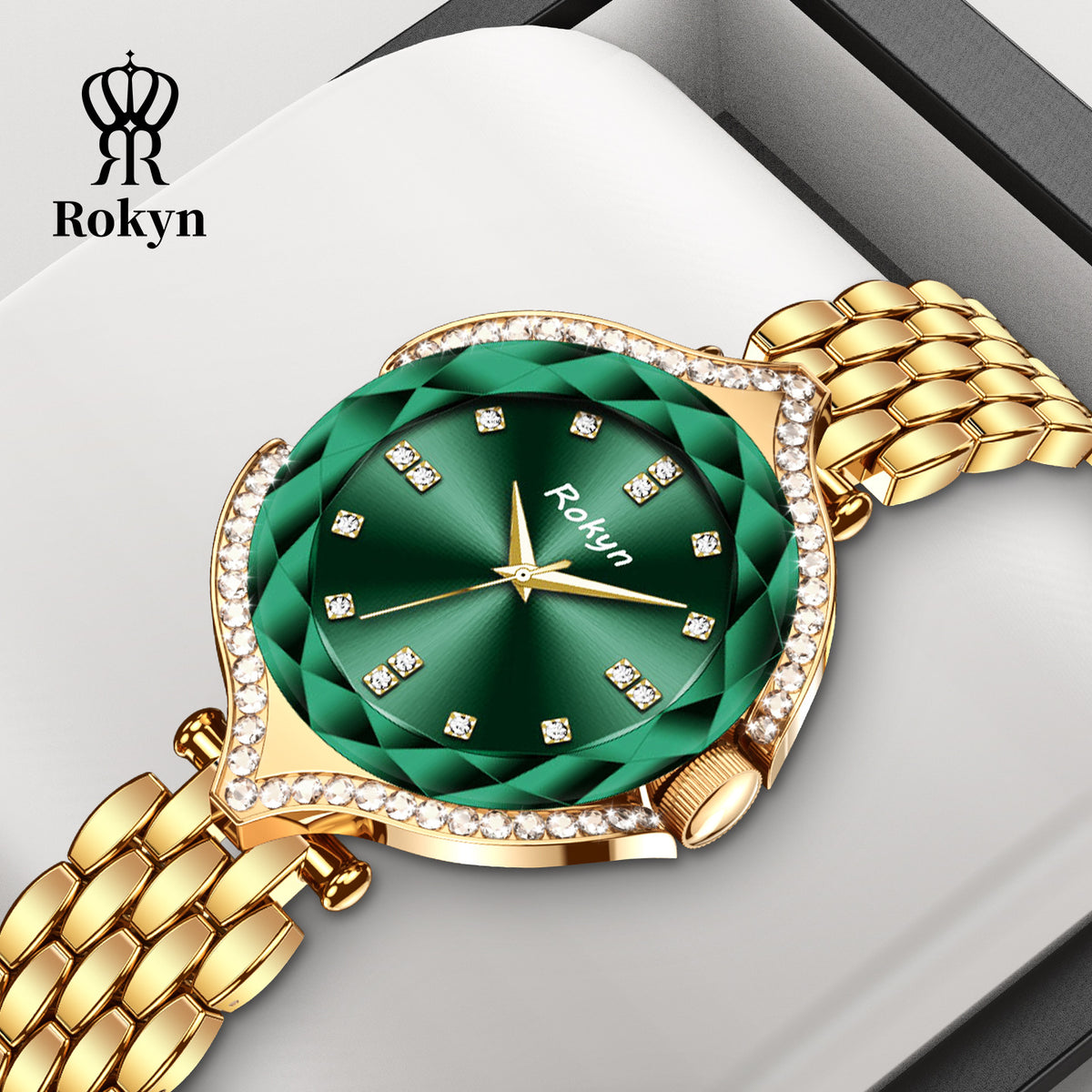 ROKYN Men's Dual Calendar Leather Watch