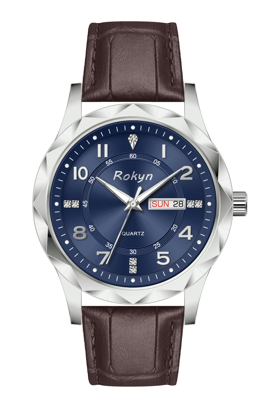 Men's Dual Calendar Leather Watch