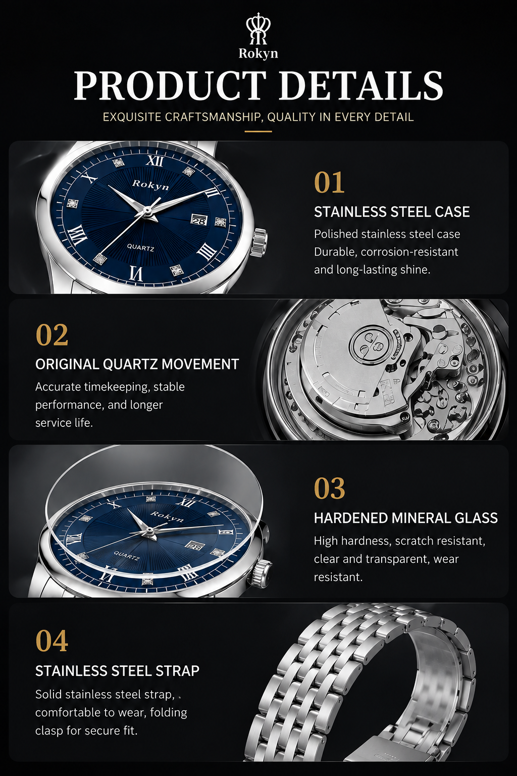 Rokyn Men's Business Quartz Watch