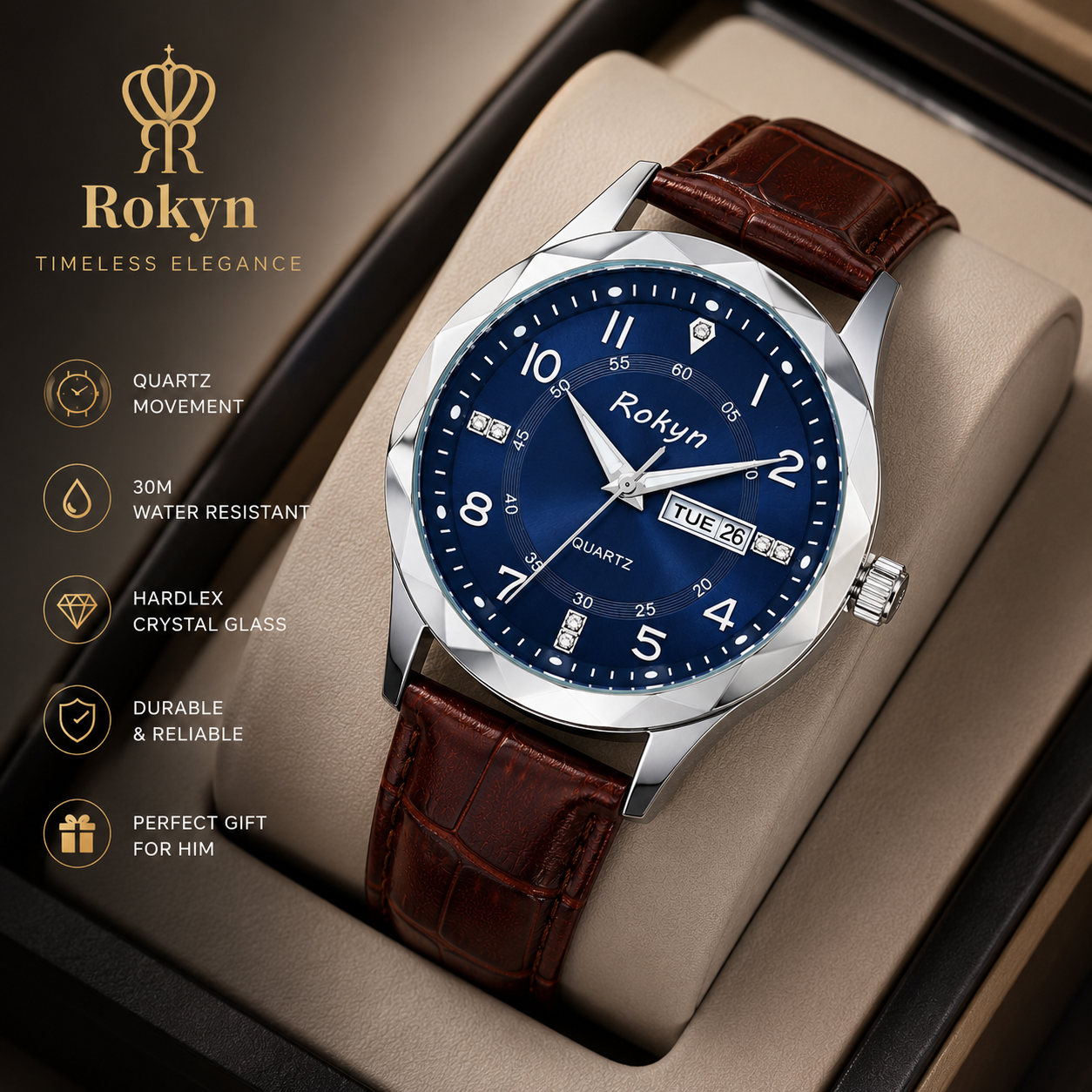 Men's Dual Calendar Leather Watch