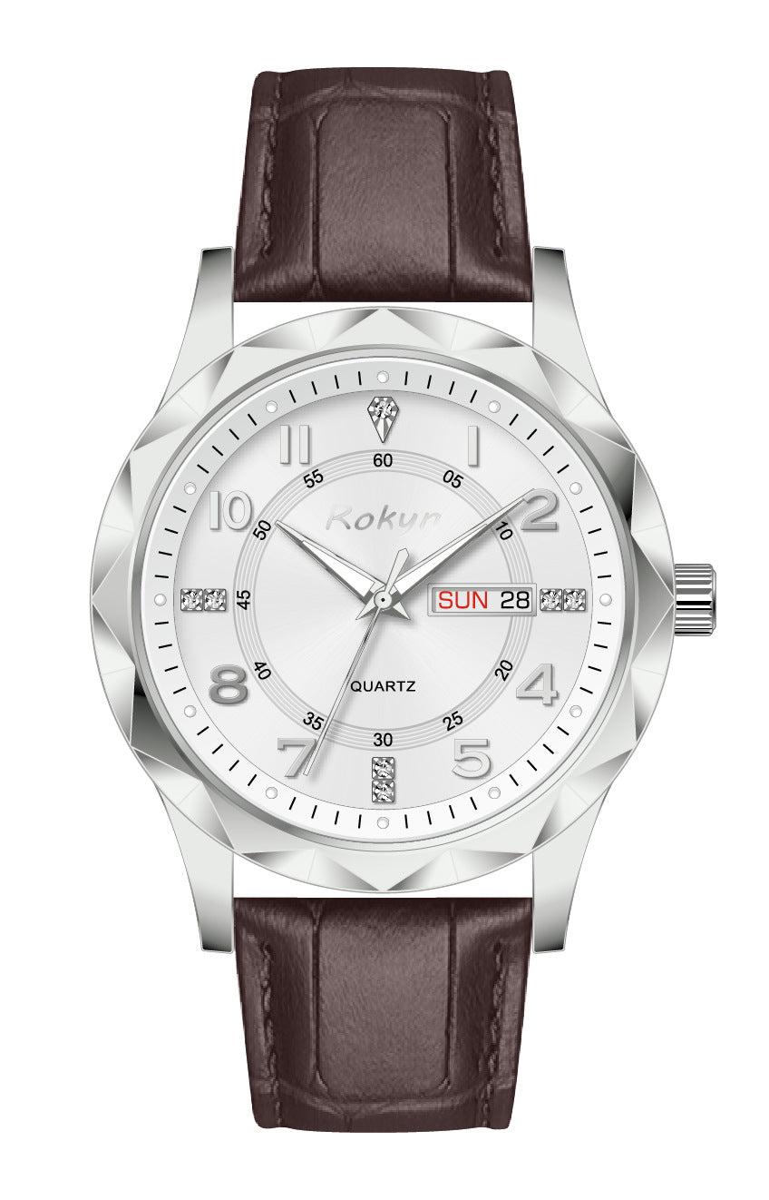 Men's Dual Calendar Leather Watch
