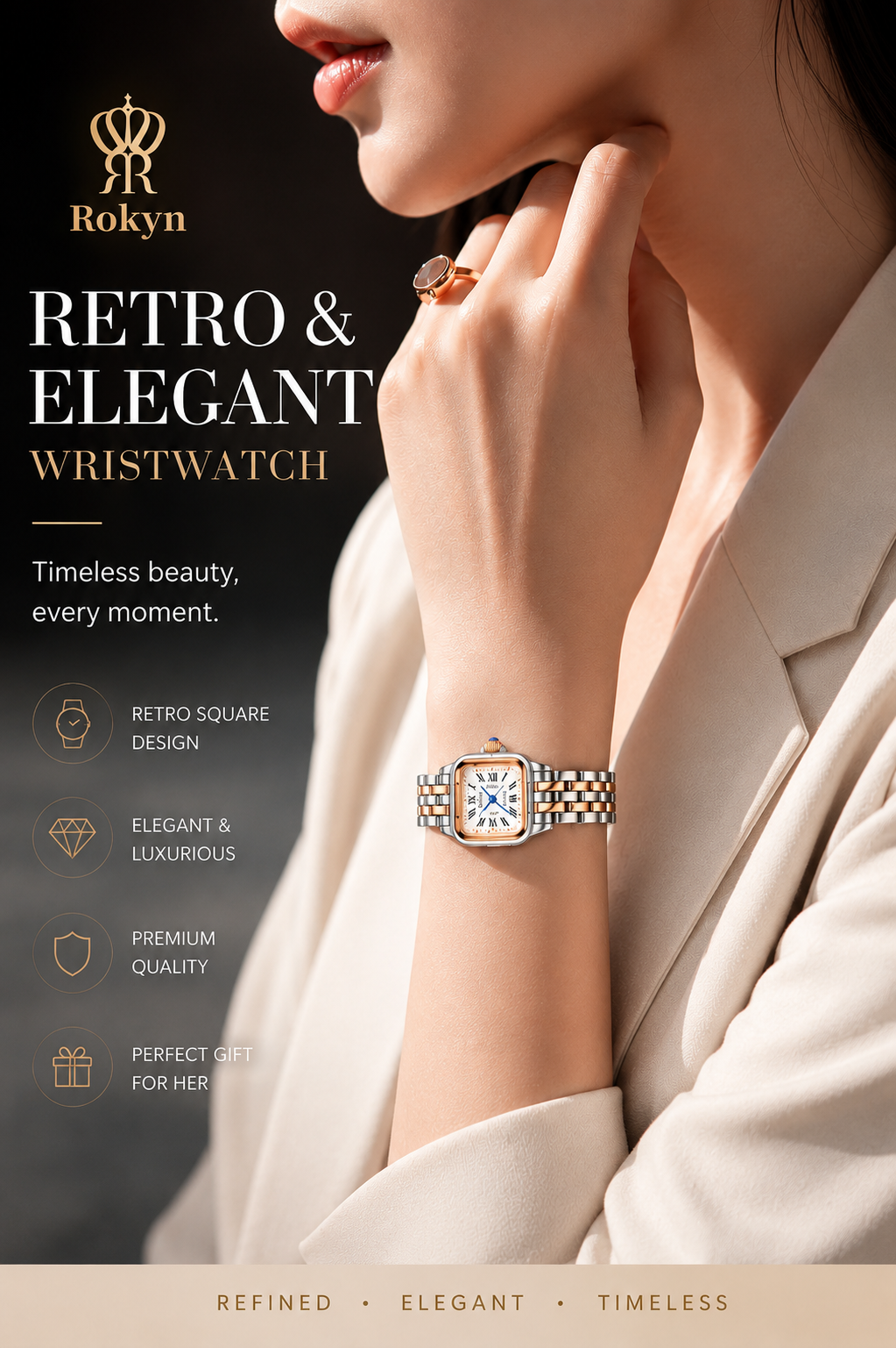 Rokyn Women's Square Quartz Watch