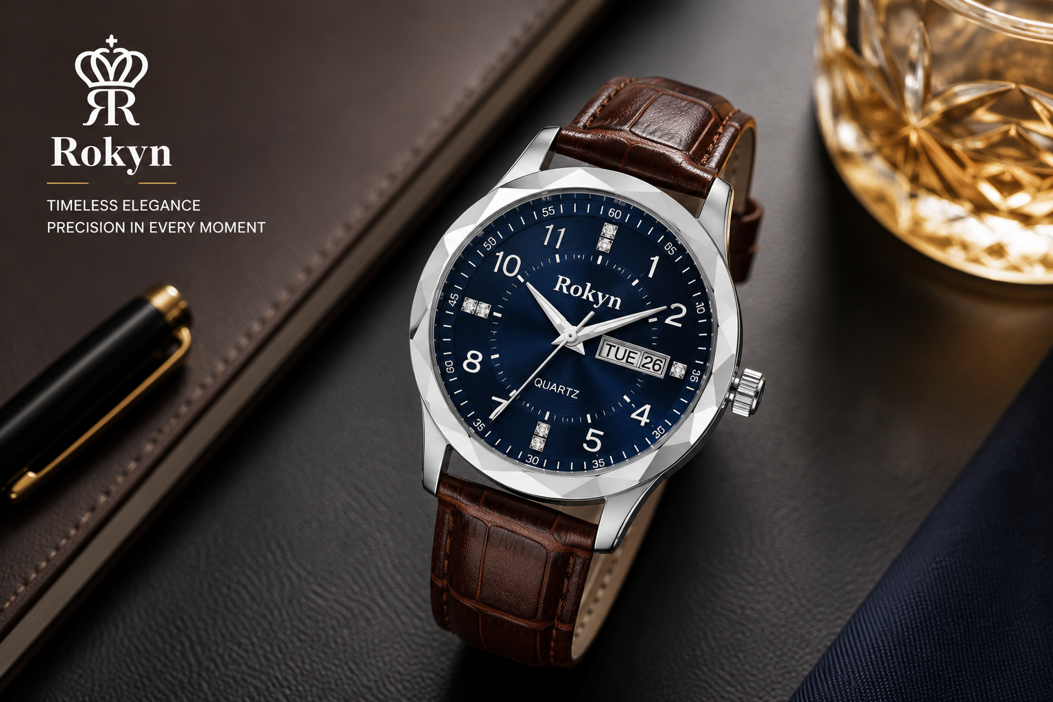 Men's Dual Calendar Leather Watch