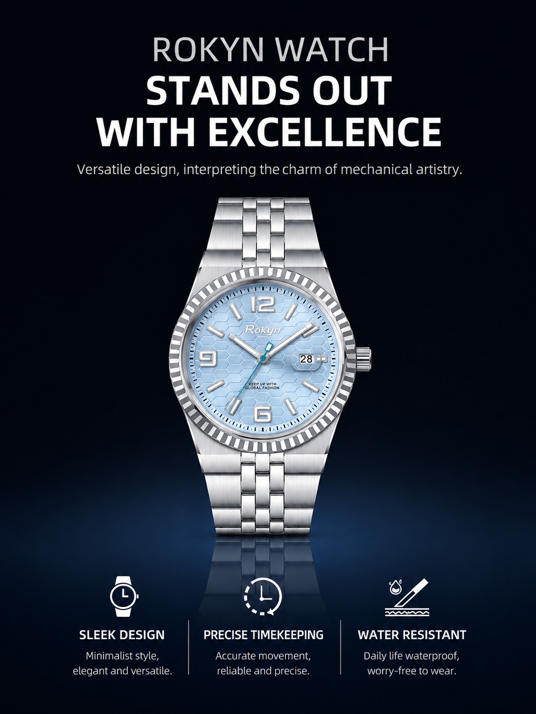 Luxury Men's Quartz Watch with Calendar