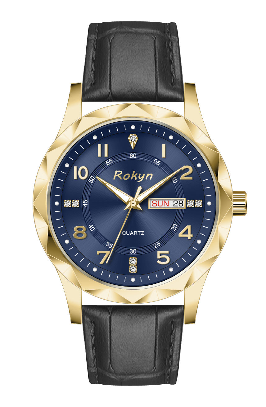 Men's Dual Calendar Leather Watch