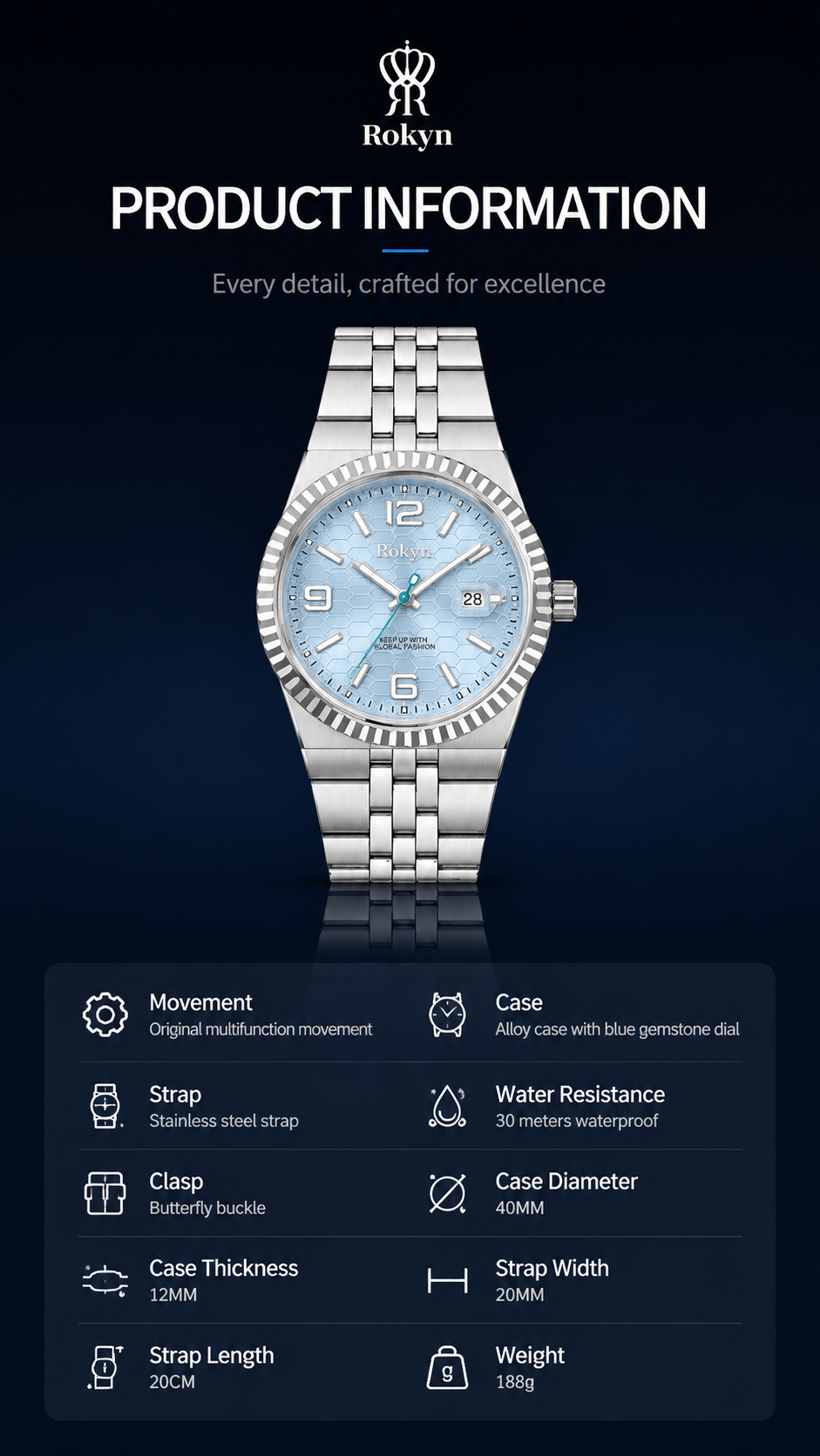 Luxury Men's Quartz Watch with Calendar