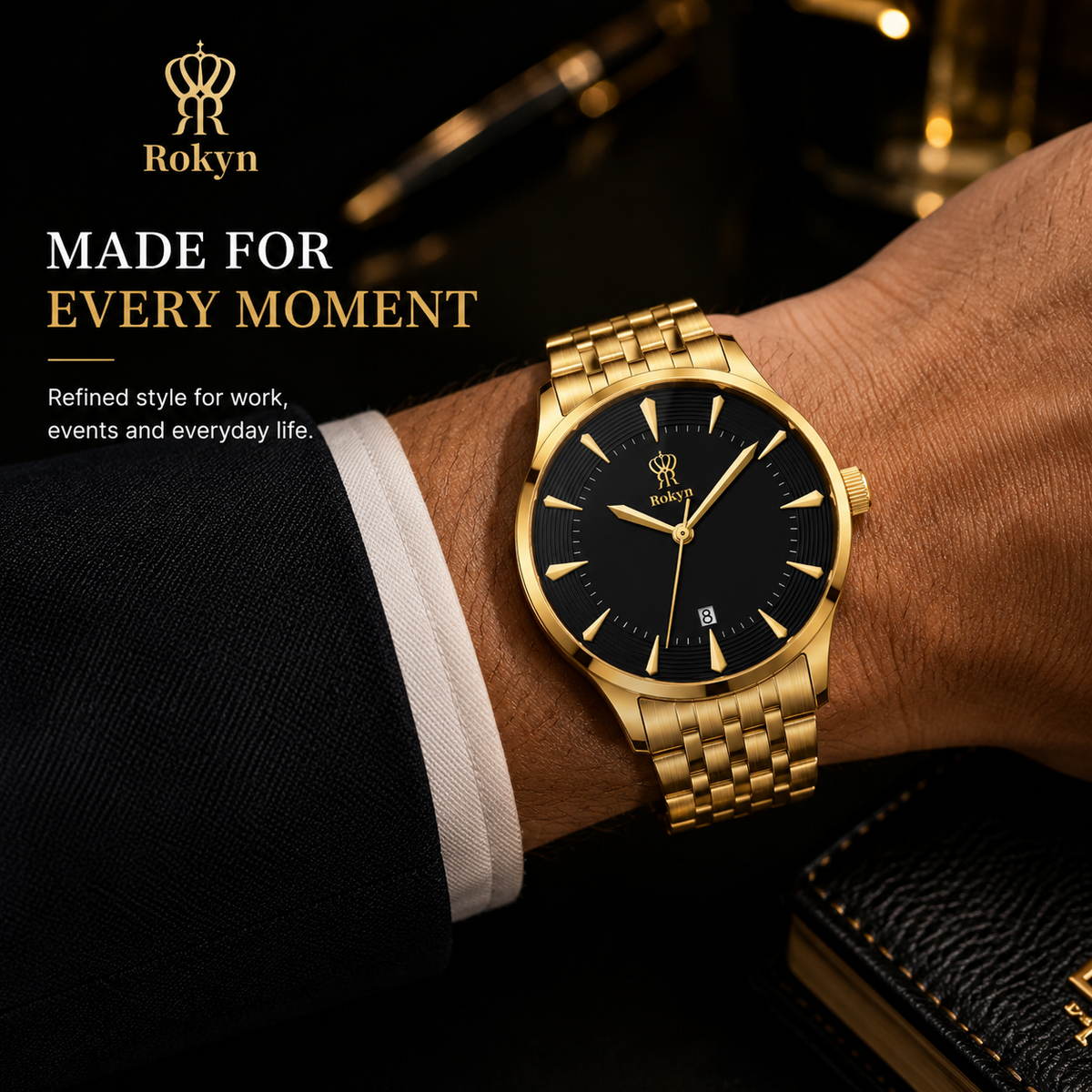 Rokyn Timeless Elegance Gold Men's Watch