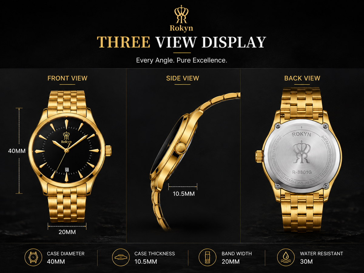 Rokyn Timeless Elegance Gold Men's Watch