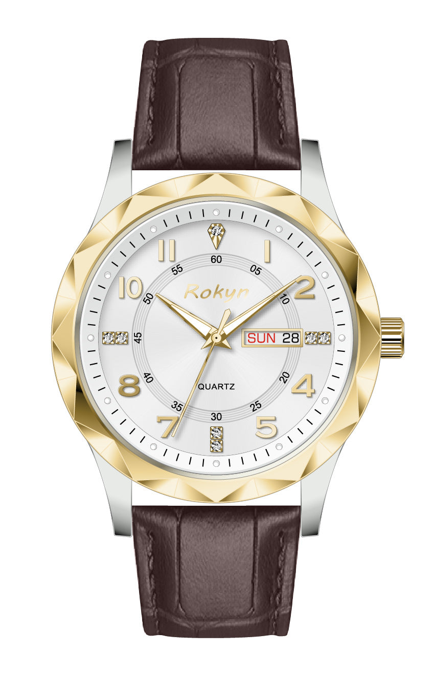 Men's Dual Calendar Leather Watch