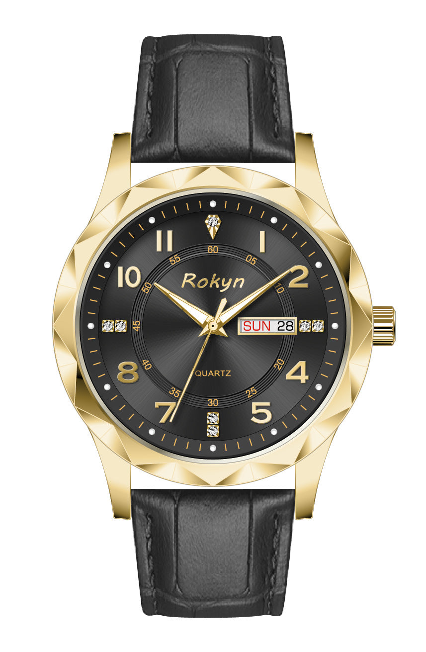 Men's Dual Calendar Leather Watch