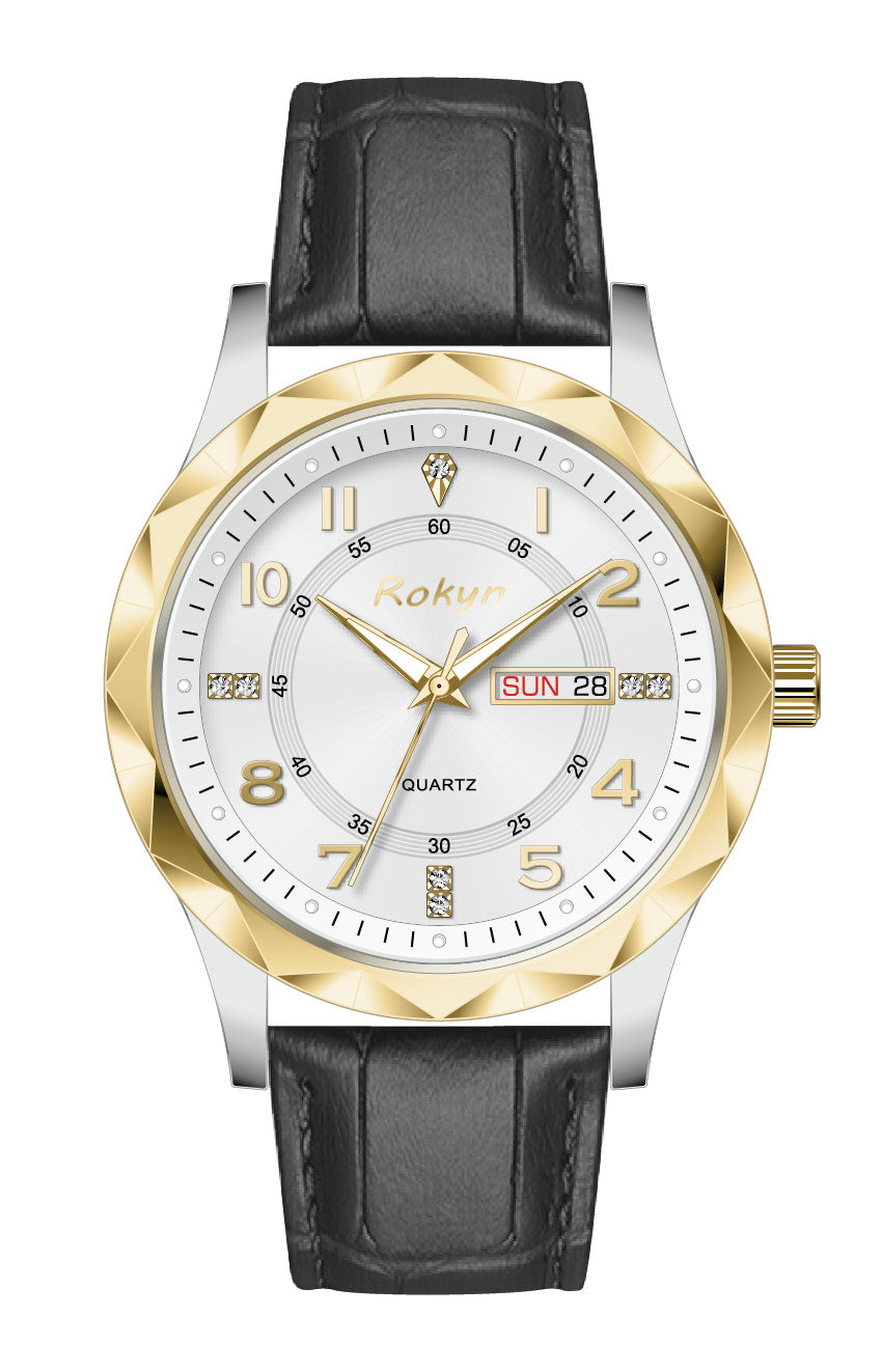 Men's Dual Calendar Leather Watch