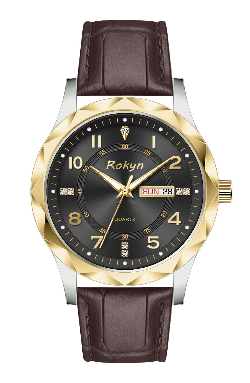 Men's Dual Calendar Leather Watch