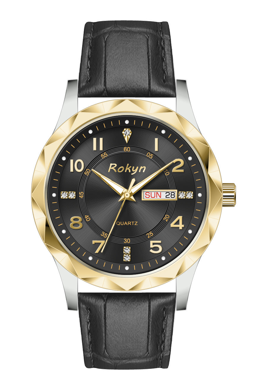 Men's Dual Calendar Leather Watch