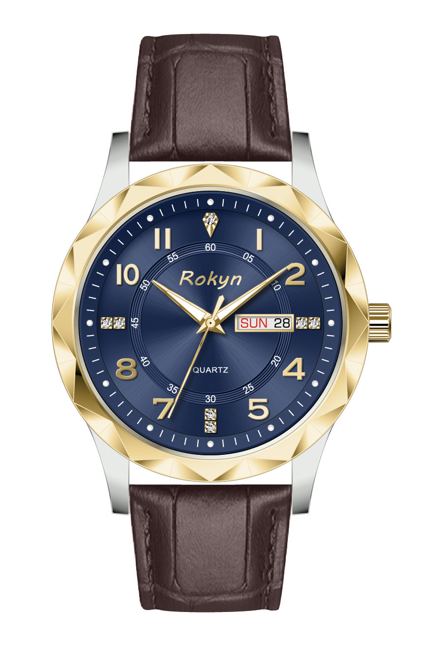 Men's Dual Calendar Leather Watch