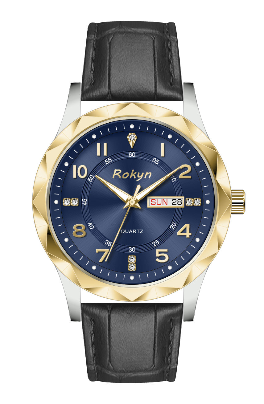 Men's Dual Calendar Leather Watch