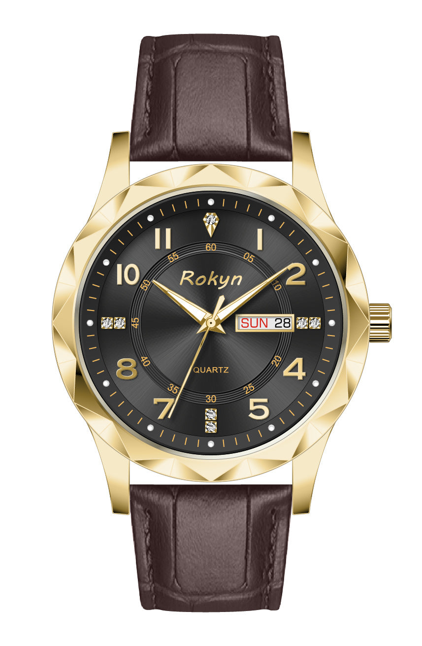 Men's Dual Calendar Leather Watch