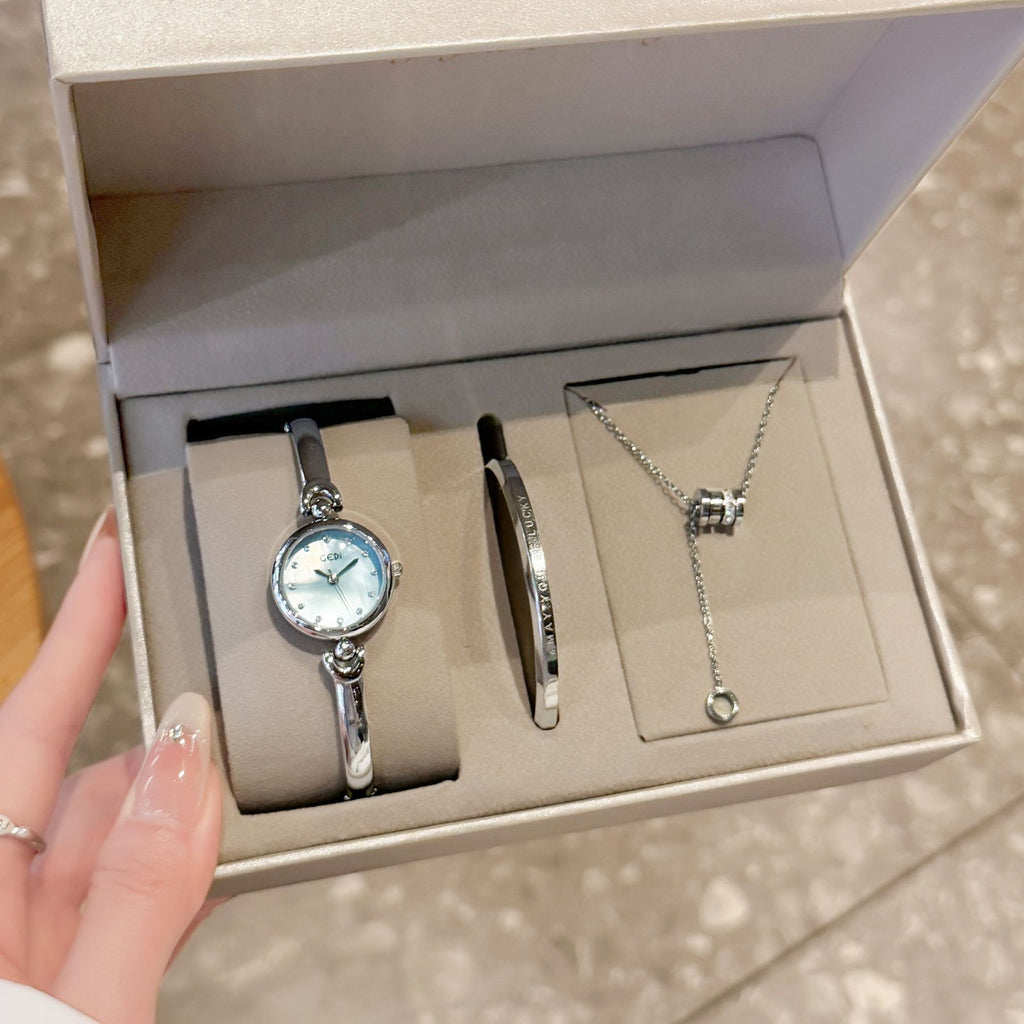 Women's Fashion Bracelet Watch Gift Set | Quartz Watch with Bracelet & Necklace