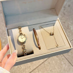 Women's Fashion Bracelet Watch Gift Set | Quartz Watch with Bracelet & Necklace