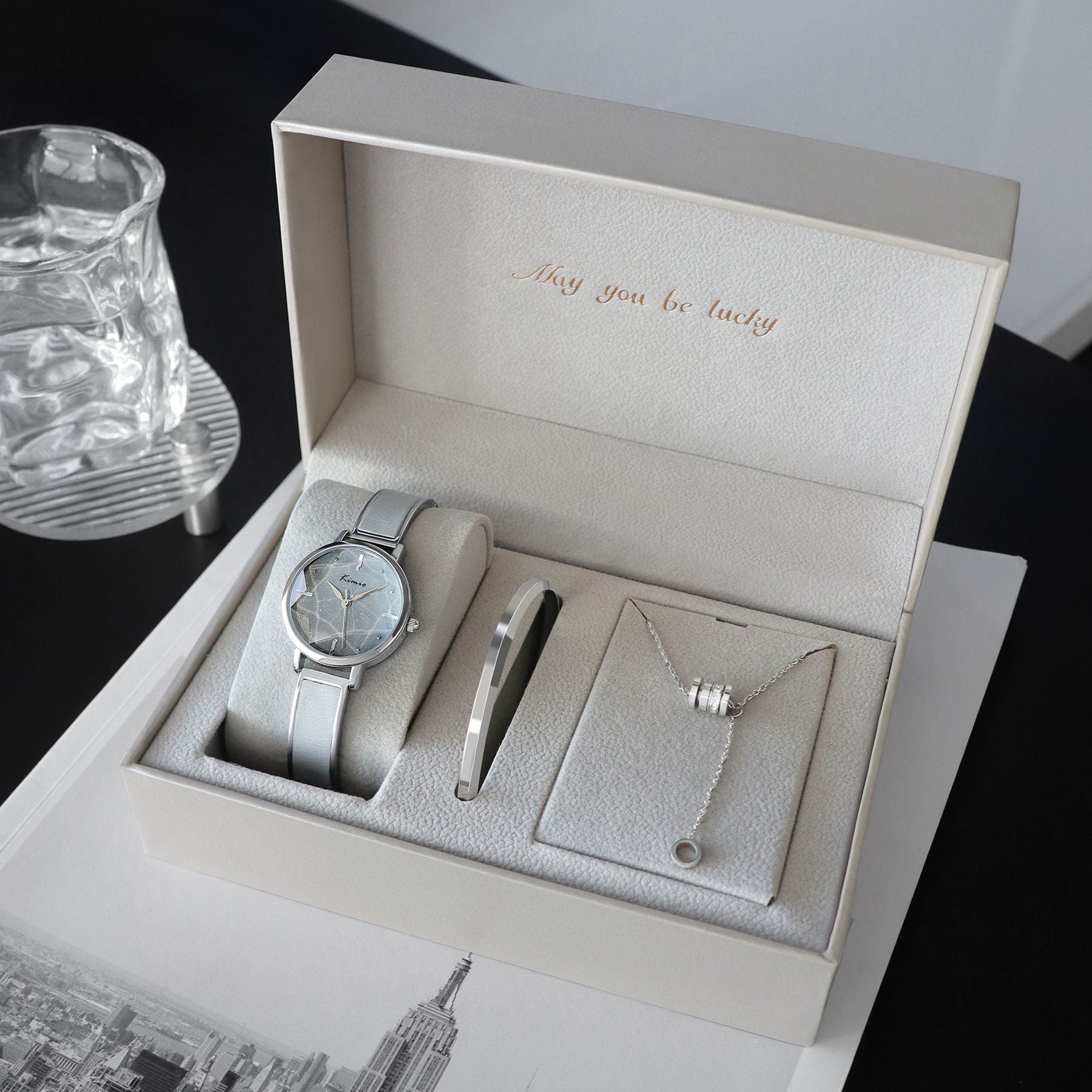 Women's Fashion Bracelet Watch Gift Set | Quartz Watch with Bracelet & Necklace