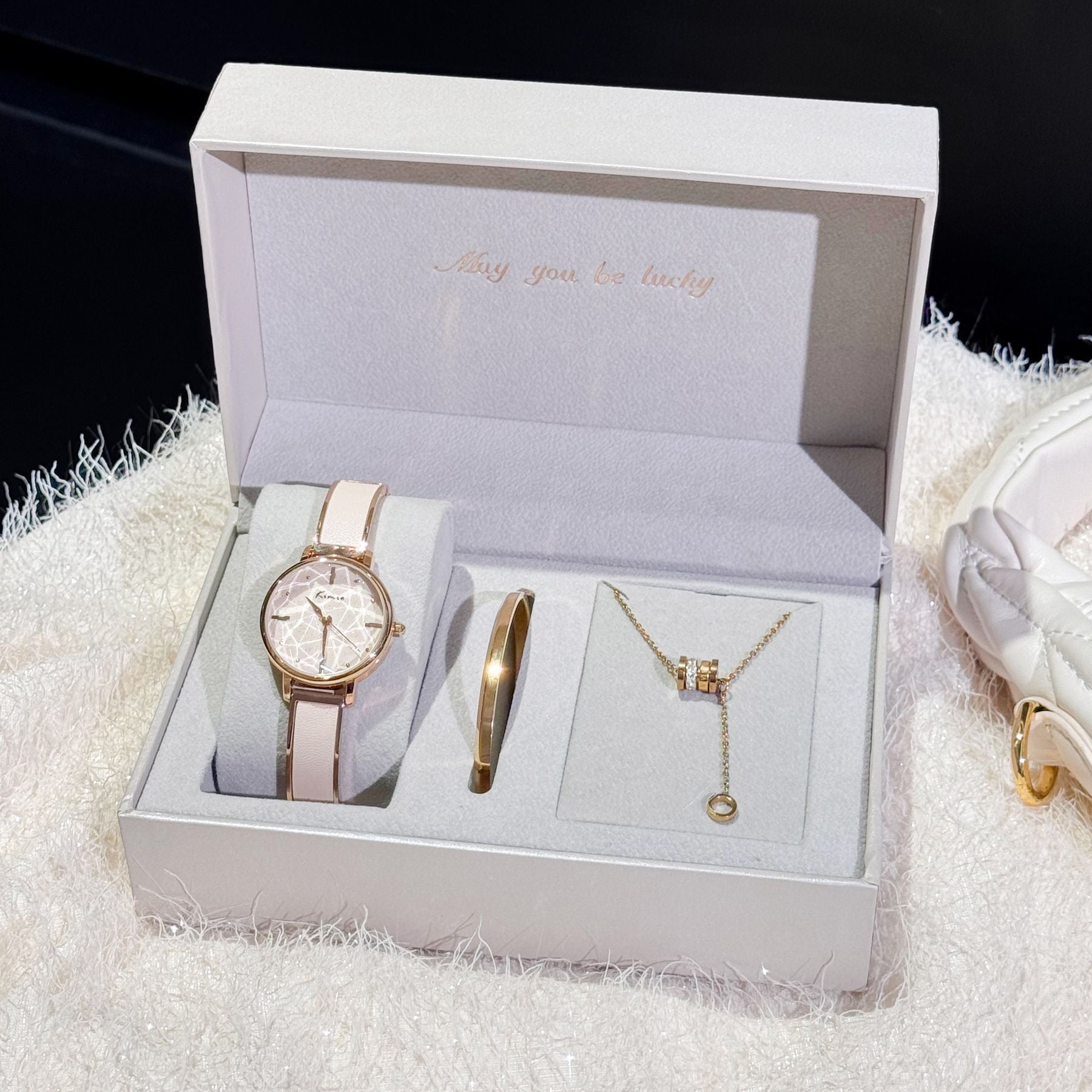 Women's Fashion Bracelet Watch Gift Set | Quartz Watch with Bracelet & Necklace