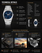 Men's Stainless Steel Quartz Business Watch – Day & Date