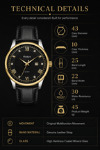 Men's Leather Date Quartz Watch