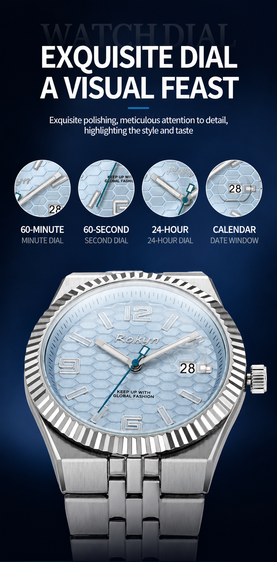 Luxury Men's Quartz Watch with Calendar