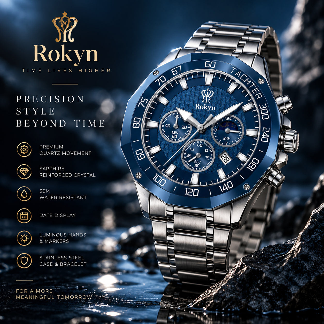ROKYN Octagon Chronograph Watch